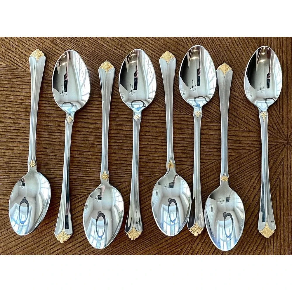 Towle Santa Barbara Gold 18/8 Stainless Steel Flatware Service For 8 Korea 45pcs